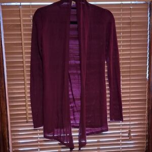 Elegant Burgundy Open-Front Cardigan